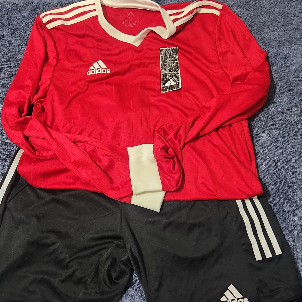 Adidas Mens Red and White Jersey Set